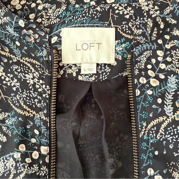 LOFT floral print spring jacket silver zip-up pockets size S - Picture 8 of 8